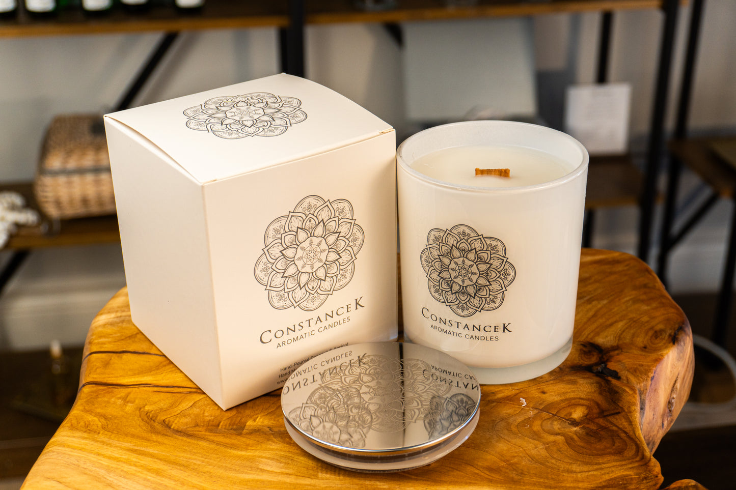 Iridescent White Intention Crystal Candle