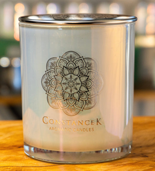 Iridescent White Coconut & Apricot Wax Candle