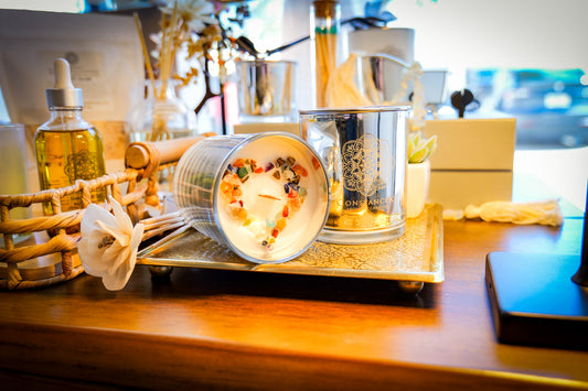 Luxury Chrome Intention Crystal Candle
